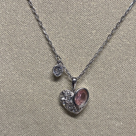 Pink Swarovski Heart necklace stamped